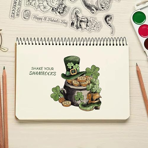 Miniatura 2 de GLOBLELAND Juego de 4 sellos transparentes para el día de San Patricio, con diseño de trébol, bendiciones de silicona, transparentes, para hacer