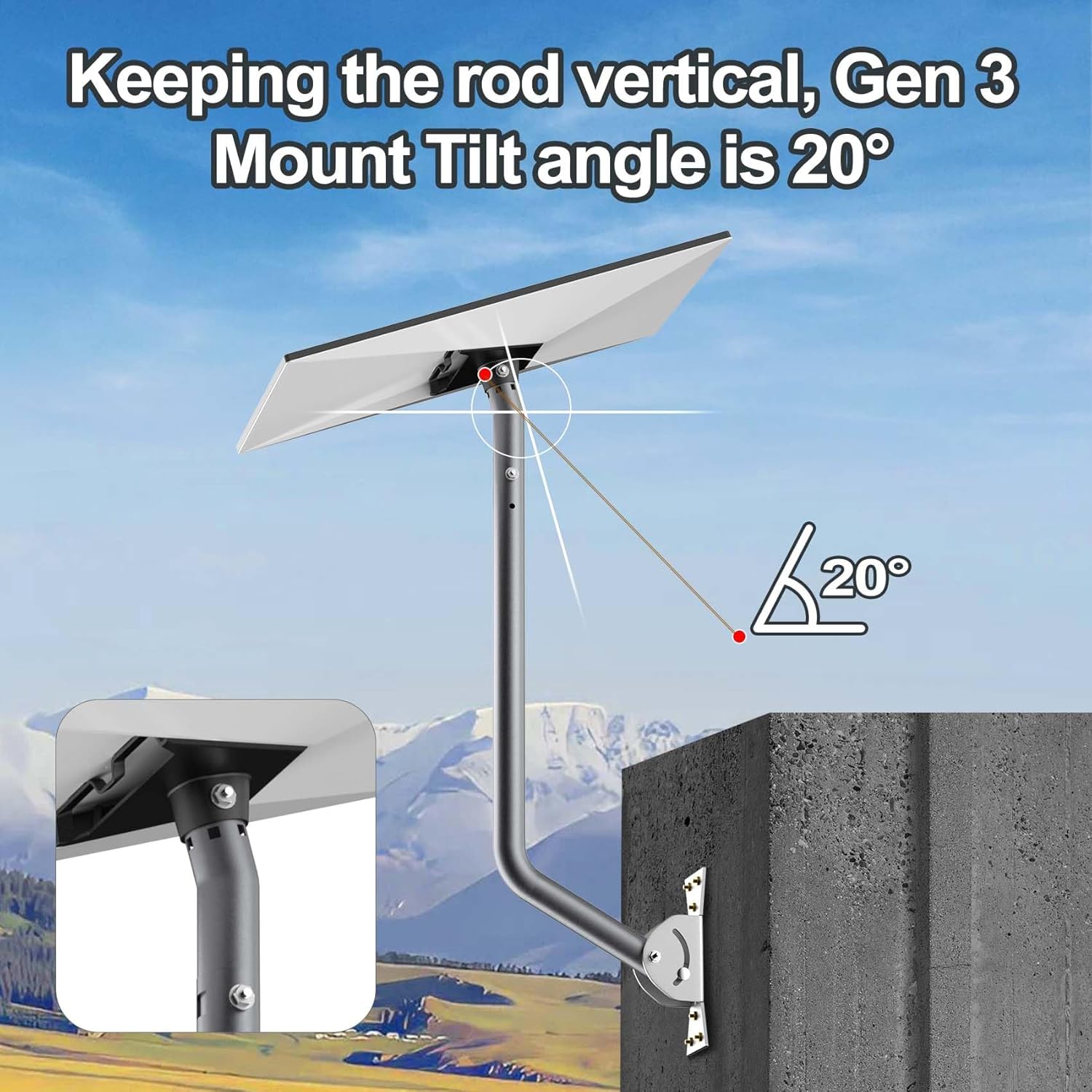 30 Inch Starlink Gen 3 Mount, Adjustable Starlink Mounting Kit Compatible with V3 Starlink Standard Dish, Starlink Long Wall Mount for Starlink