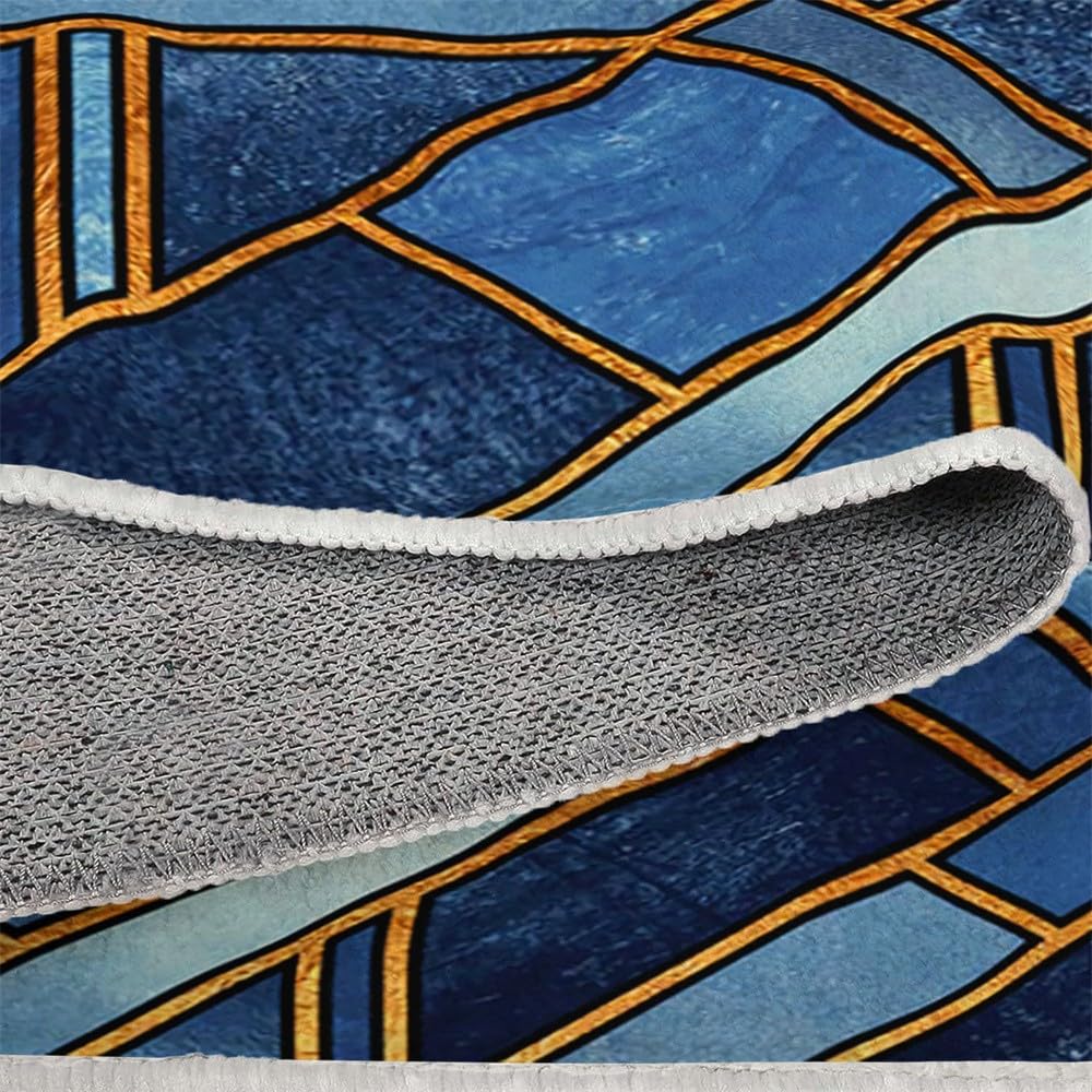 Tapis Moelleux de Salon Moelleux Rayures Géométriques Abstraites Modernes Adaptés à la Chambre à Coucher des Enfants décor à la Maison de la Chambre à Coucher Tapis - Bleu D'Oeuf De Canard 140 x 200cm