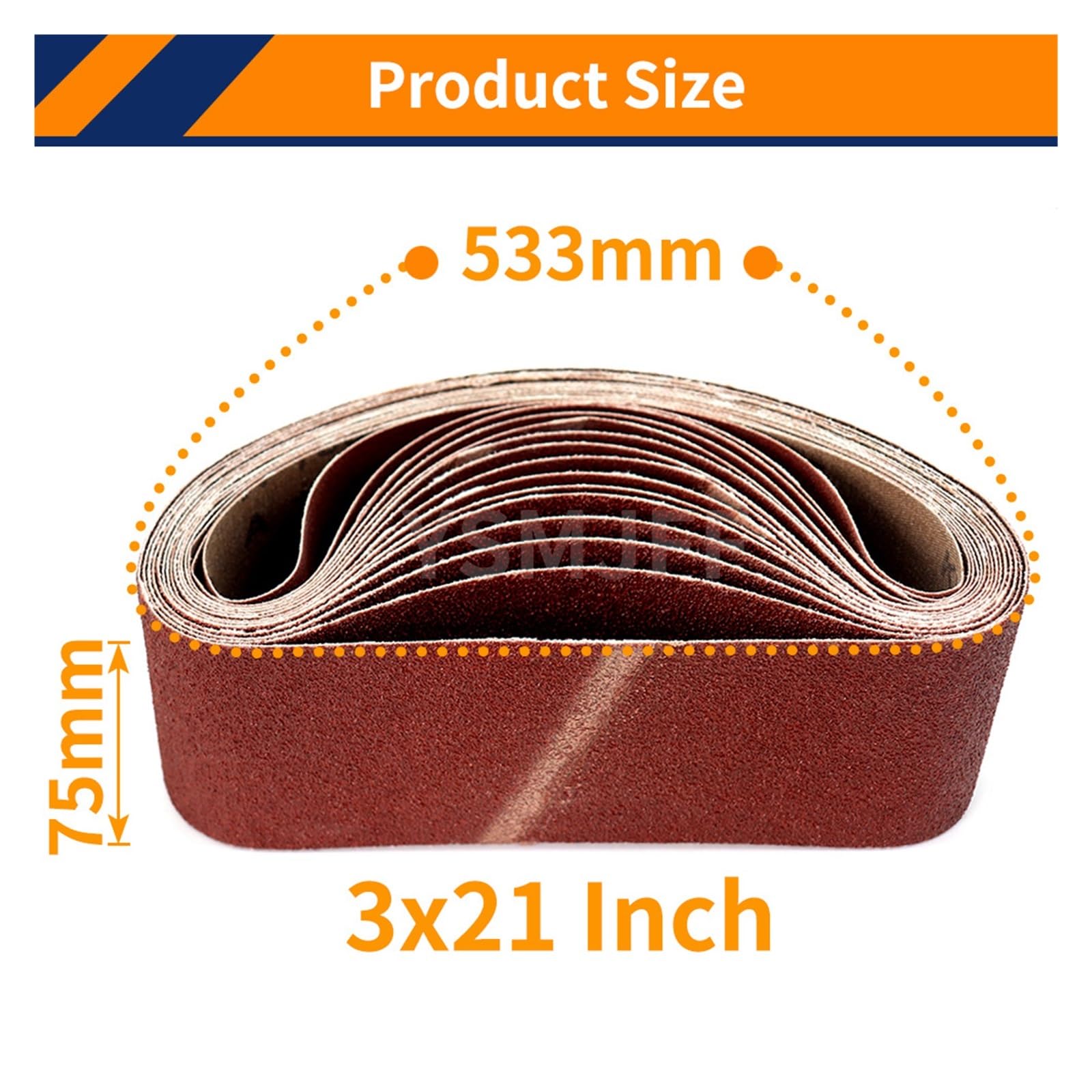 Nastro abrasivo, Nastri abrasivi 10 pezzi 3x21 pollici grana 40-1000 ossido di alluminio for legno metallo(10PCS 80 Grit)