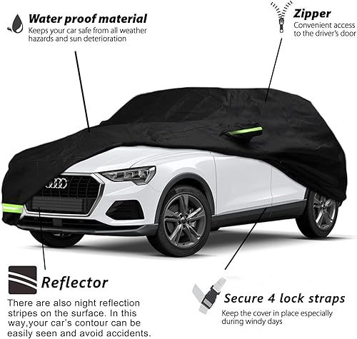 Miniatura 20 de YIXIN Funda impermeable para automóvil Audi A3/S3 2013-2024, ajuste personalizado, correa 100% impermeable a prueba de viento y bandas de cremallera