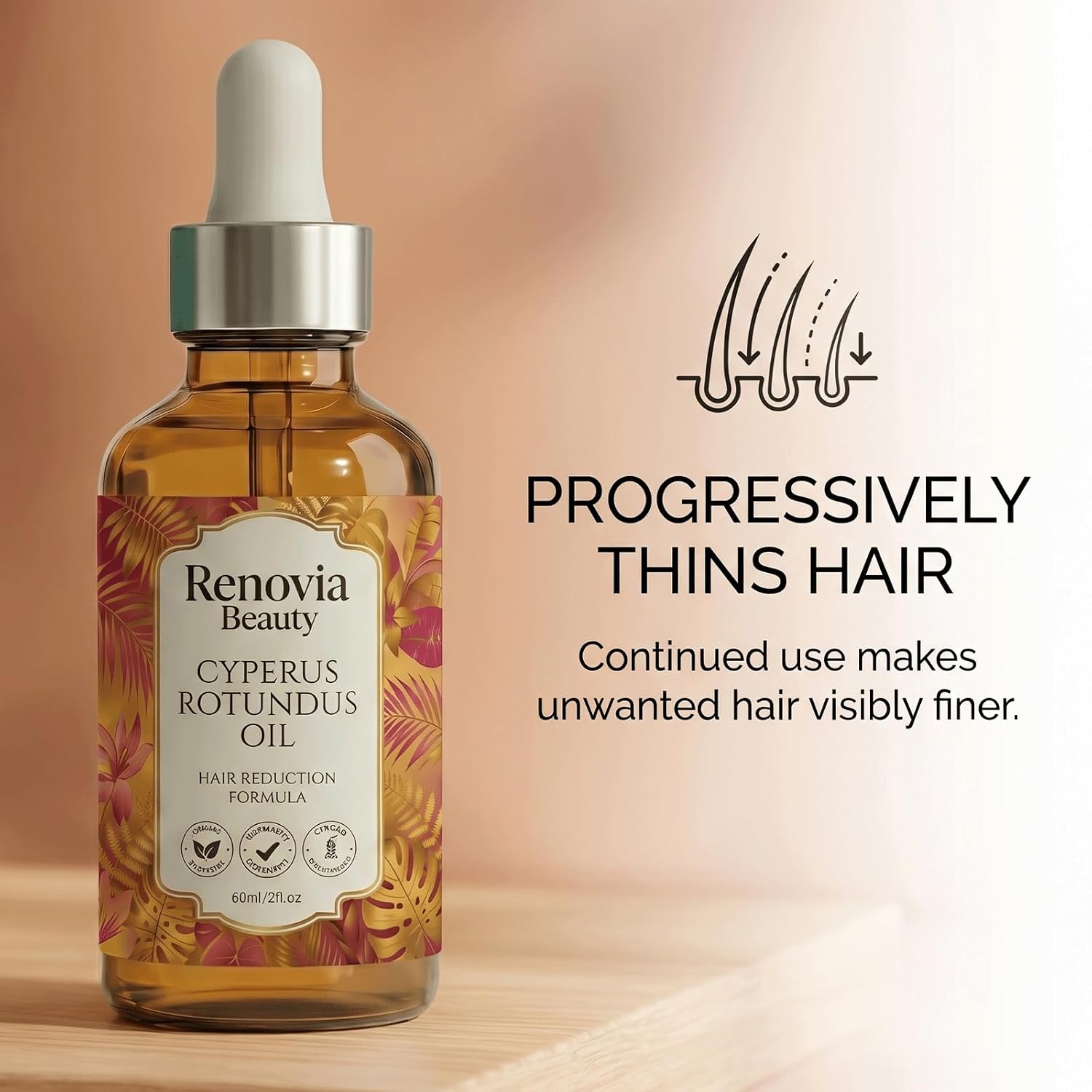 Renovia Beauty Cyperus Rotundus Oil, Renovia Beauty Hair Removal, Stop Unwanted Hair Growth Naturally,2fl.oz (1pcs)