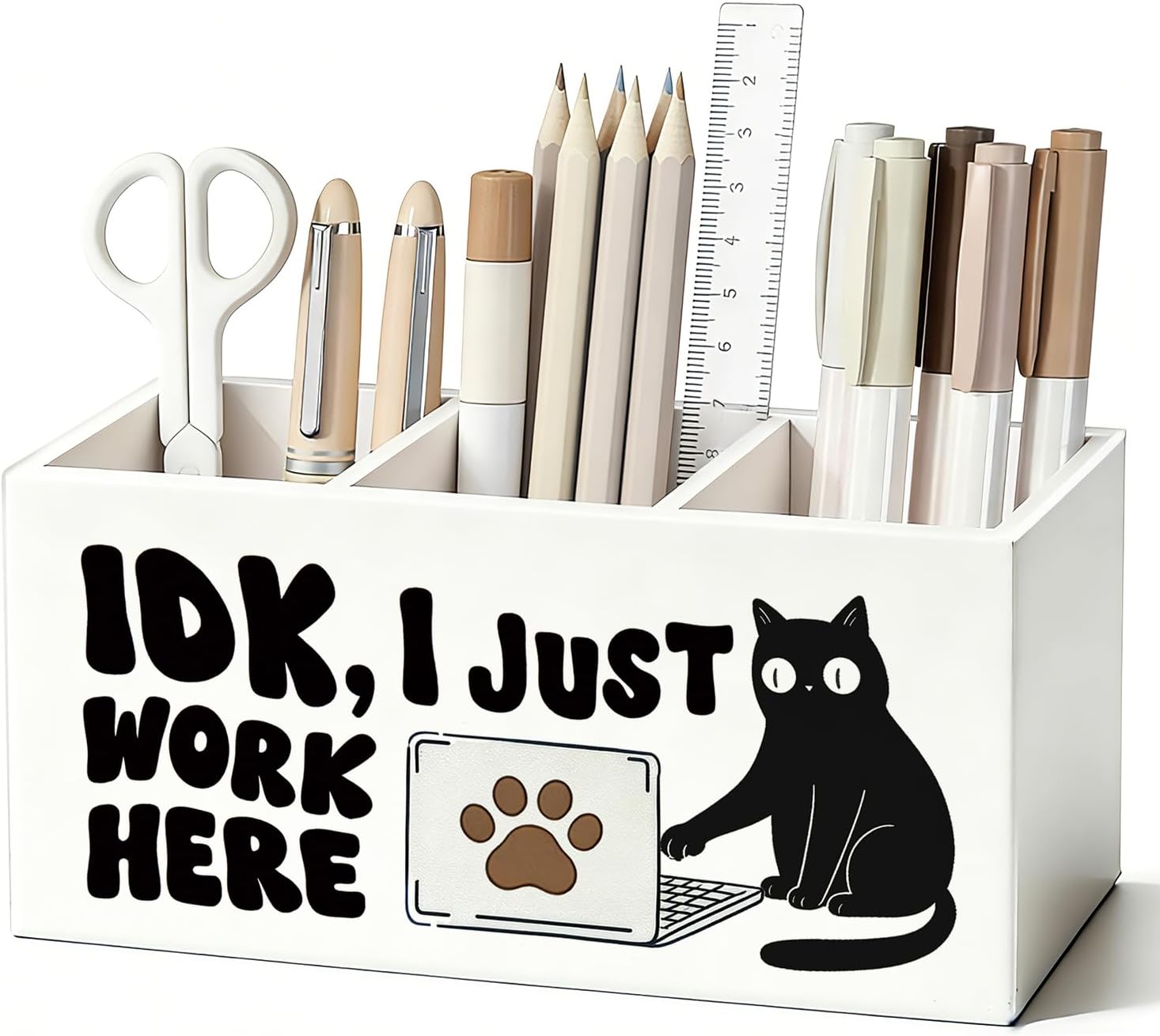 Funny Black Cat Pen Pencil Holder for Desk, Black Cat Gifts