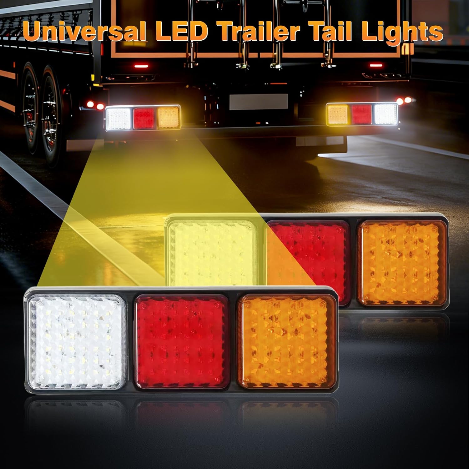 MACHSWON 2PCS Trailer Tail Light Kit 108 LED Running Brake Turn Signals Reverse Lights Waterproof IP67 for 24V Truck RV UTV Camper Van Boat