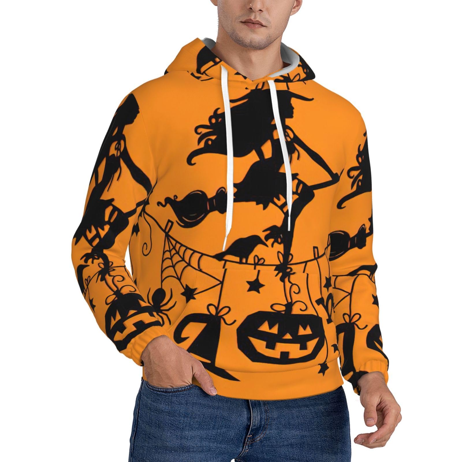 Pull à capuche en polaire imprimé sorcière d'Halloween sweat homme - 8