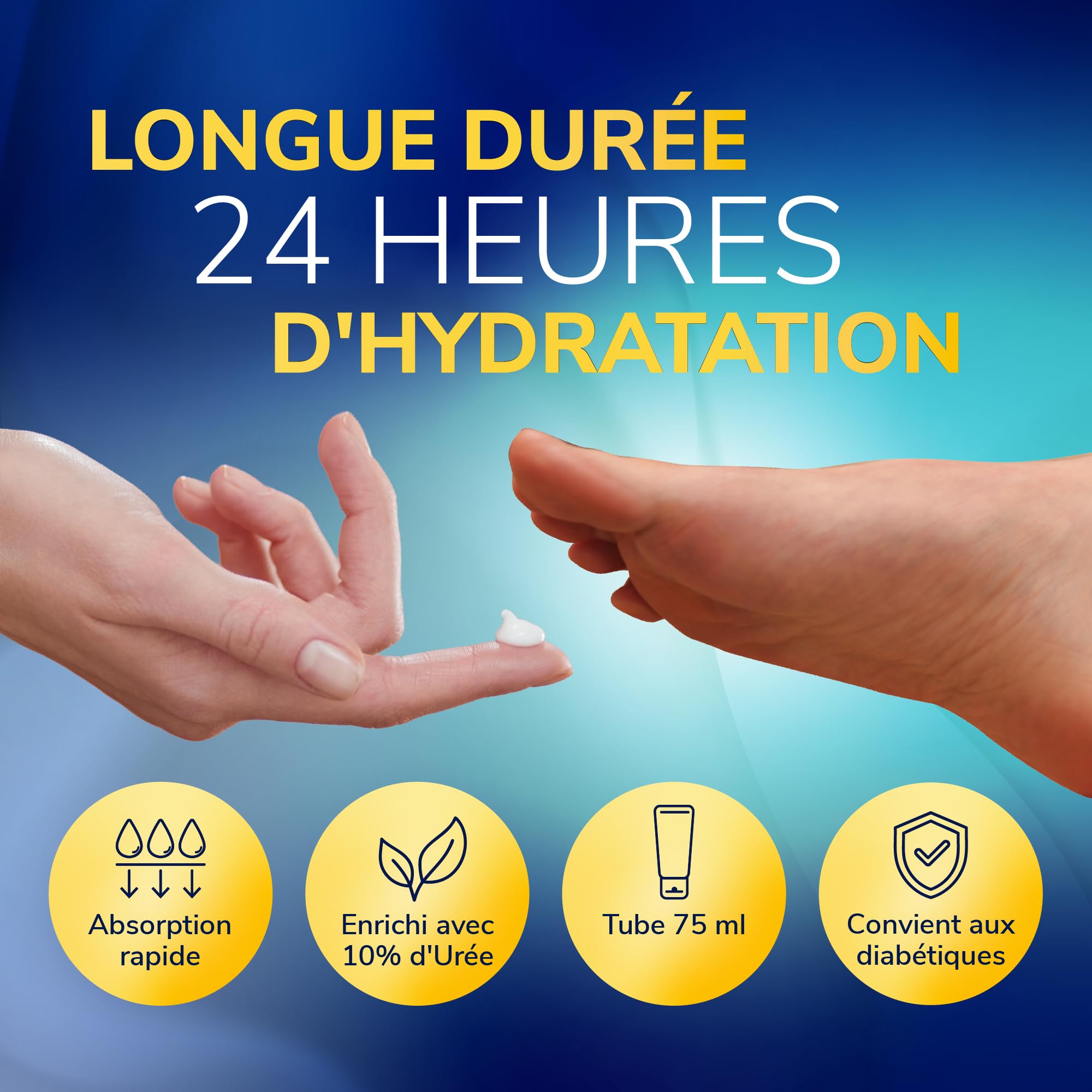 Dr. Scholl's Crème Pieds Hydratation Renforcée - Peaux Sèches et Abîmées - Glycerine Enrichie pour Pieds Plus Doux - Hydrate Immédiatement et Protège Contre Sécheresse - Confort Durable - 75ml