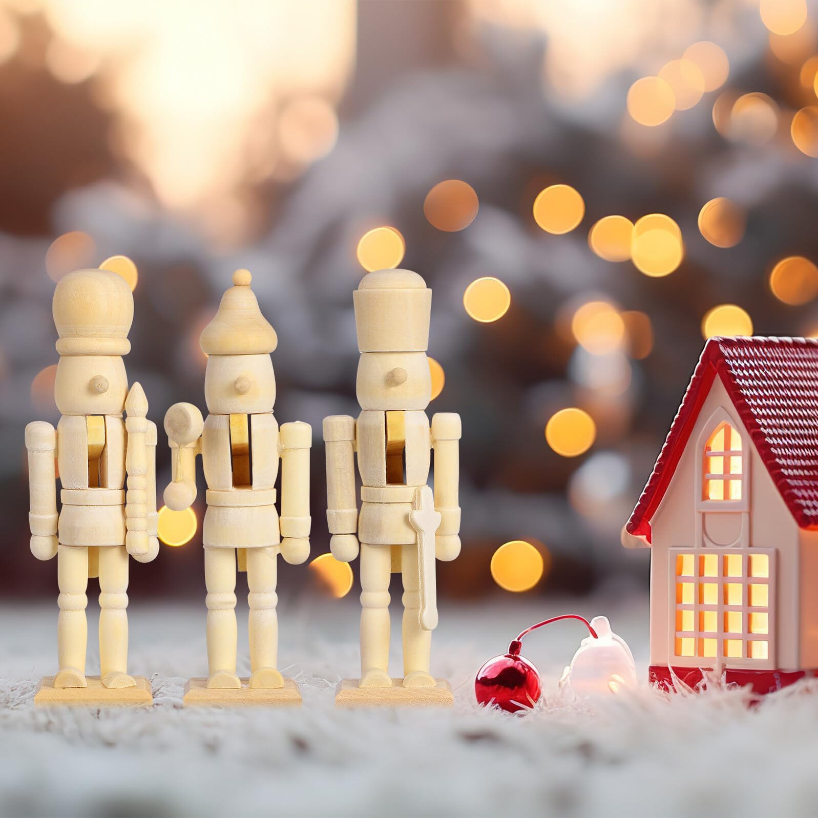 jojofuny 12 Casse-Noisettes en Bois Vierges à Peindre – Figurines Soldats de Noël – Artisanat Créatif pour Garçon et Filles – Décoration Festive Personnalisable – Décorations de Bureau et