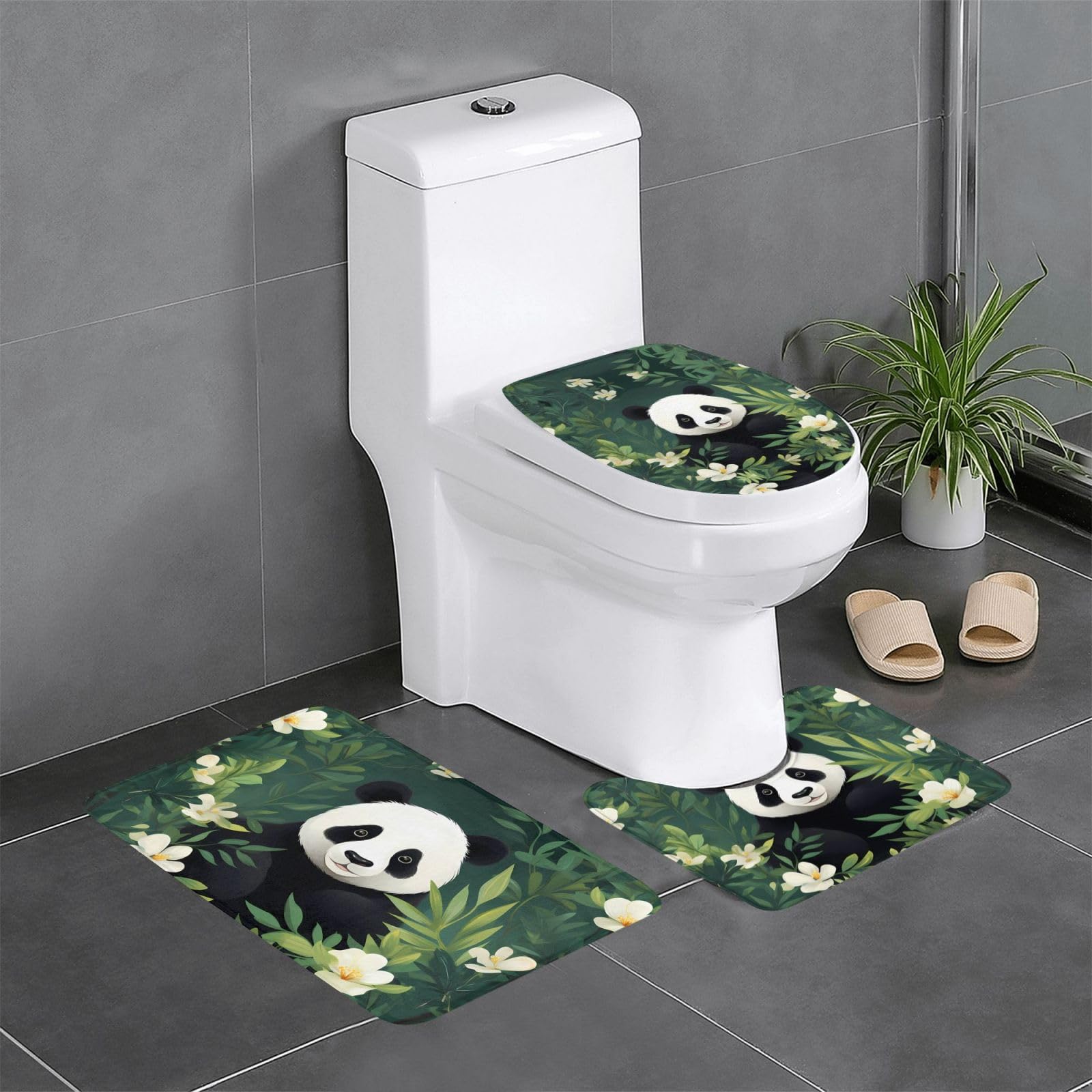 Tapis de salle de bain antidérapants panda lot de 3 pièces