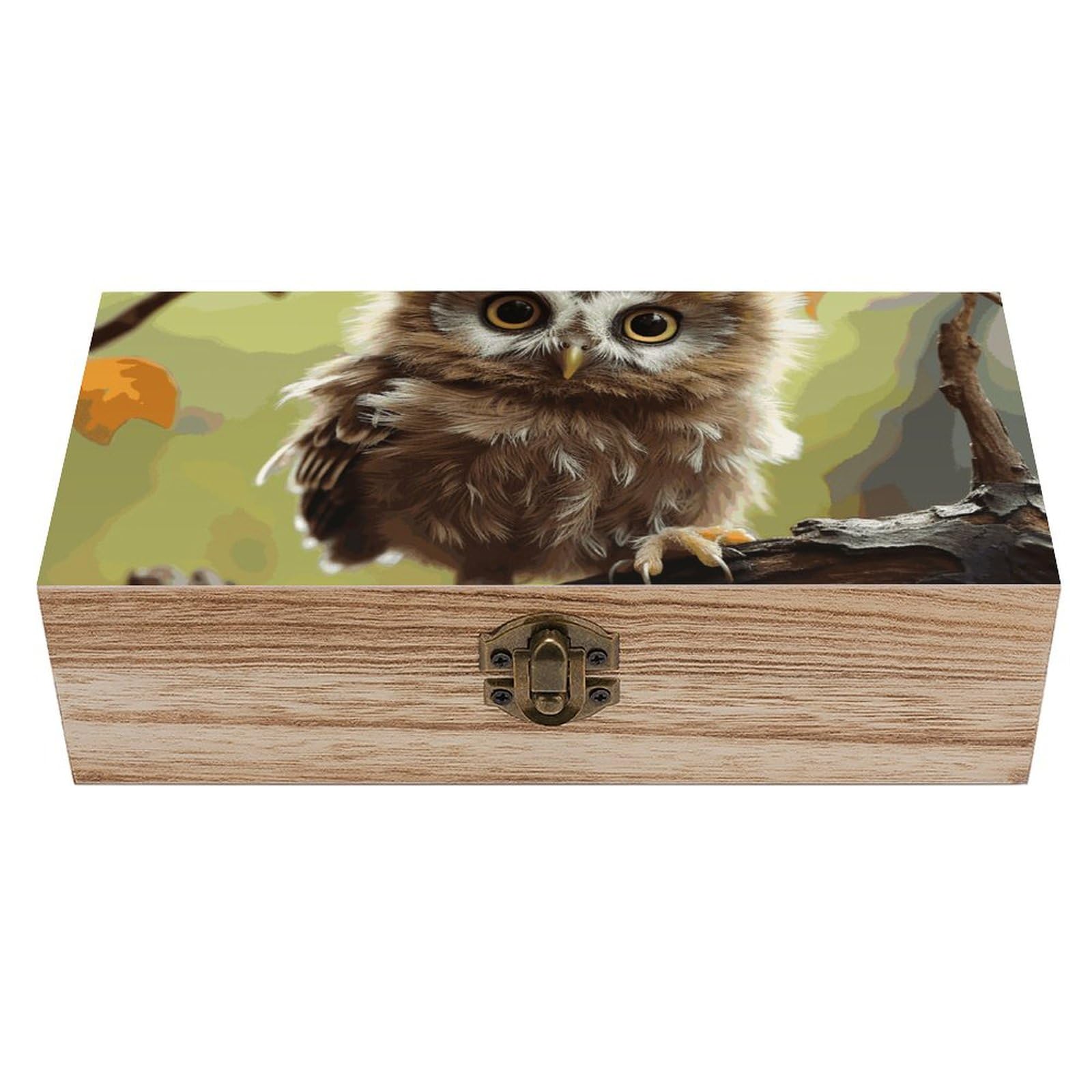 Boîte en bois bébé hiboux grand volume de stockage pour matériel créatif