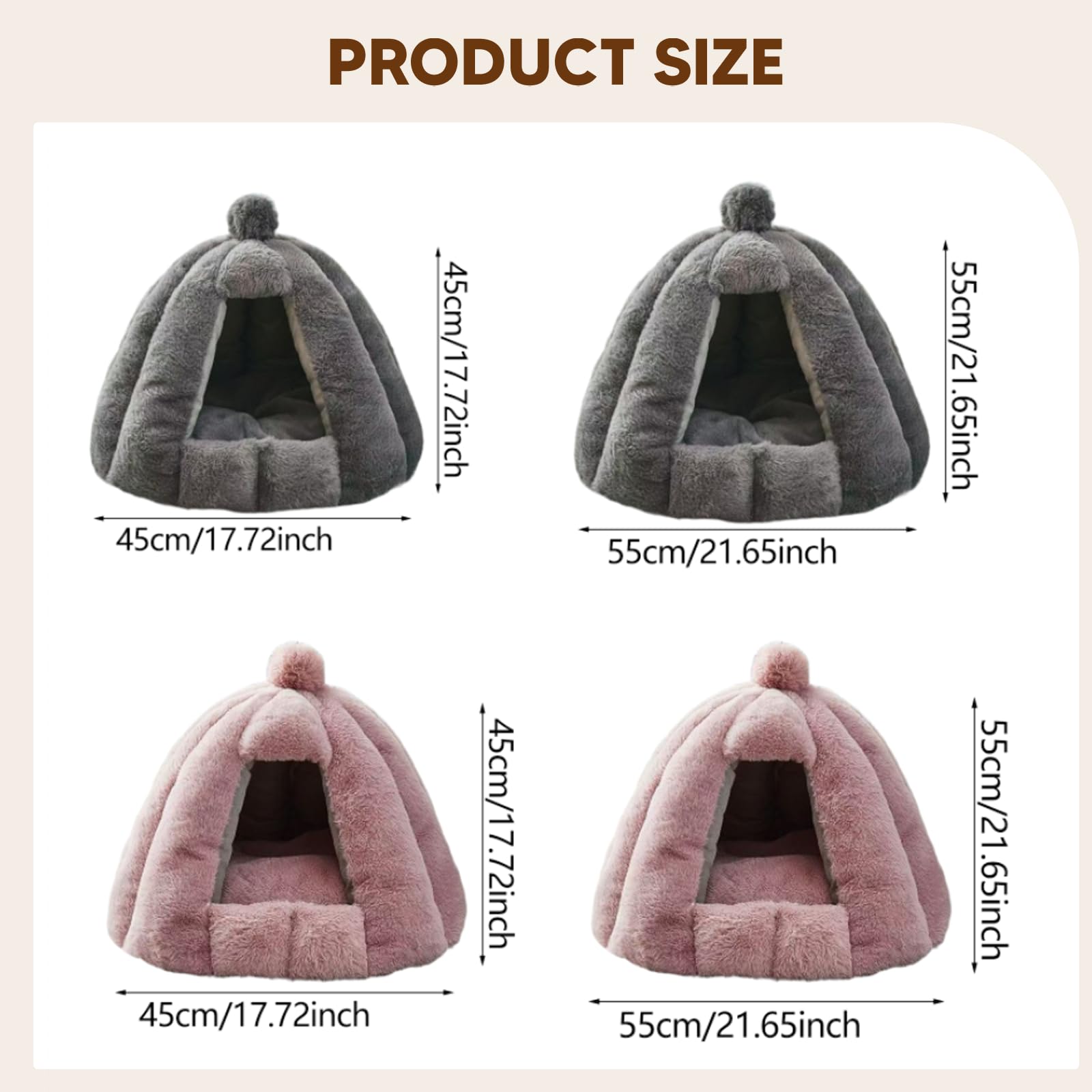 Tenda per Gatti, Cuccia Calda per Cani, Cuccia Accogliente per, Nido Semi-Chiuso per Gattini, Grigio, M