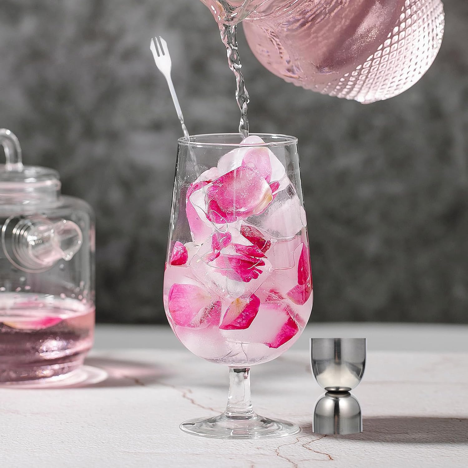 Luxshiny 12pcs Stainless Steel Cocktail Shaker Kit 350ml, Bar Tools Set with Strainer and Jigger for Home and Pub Use