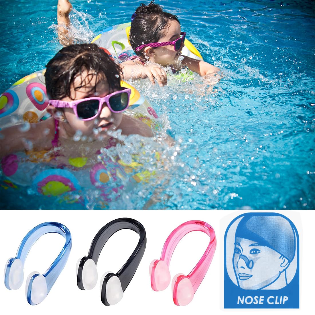 LUMOOM Set di 10 Clip per Naso per Nuoto, Clip per Naso Antiscivolo, Clip per Naso per Nuoto per Adulti E Bambini, Clip per Naso in Silicone Colorato con Scatola di Immagazzinaggio