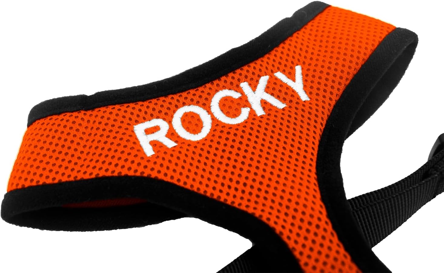 Personalized Mesh Dog Harness Soft Comfortable Padded No Choke Custom Embroidery Embroidered Name (M8204, Orange)