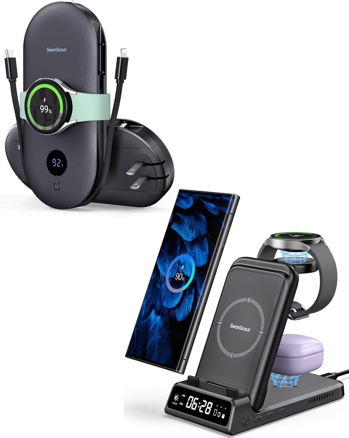 3 in 1 Charging Station for Samsung and 10000 mAh Samsung Portable Charger Power Bank