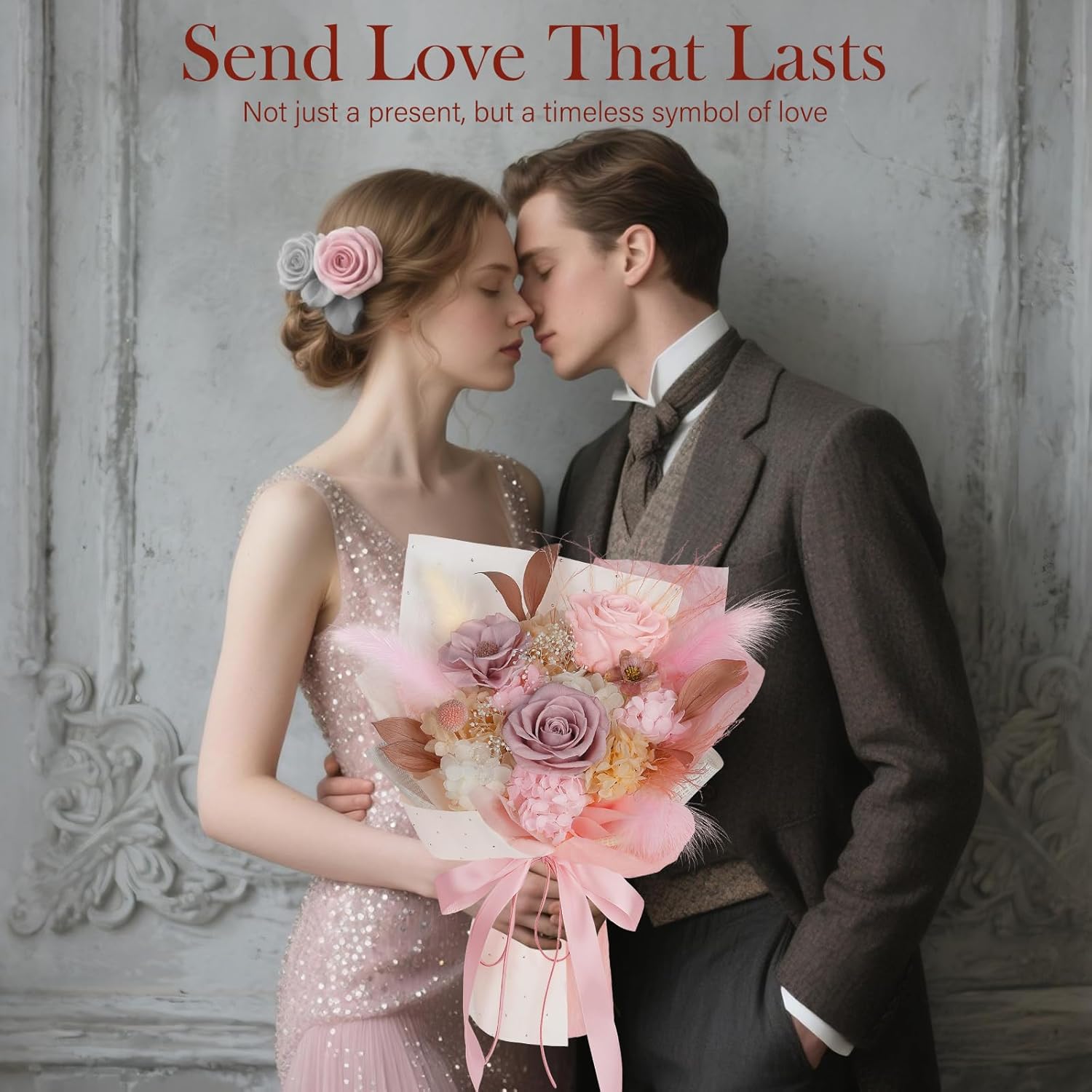 Preserved Bouquet of Flowers - Real Roses & Flowers for Delivery, Long-Lasting Dusty Pink Forever Camellia Flowers, Anniversary Birthday Valentine Gifts for Women Mom Grandma Her Wife Girlfriend - Image 6