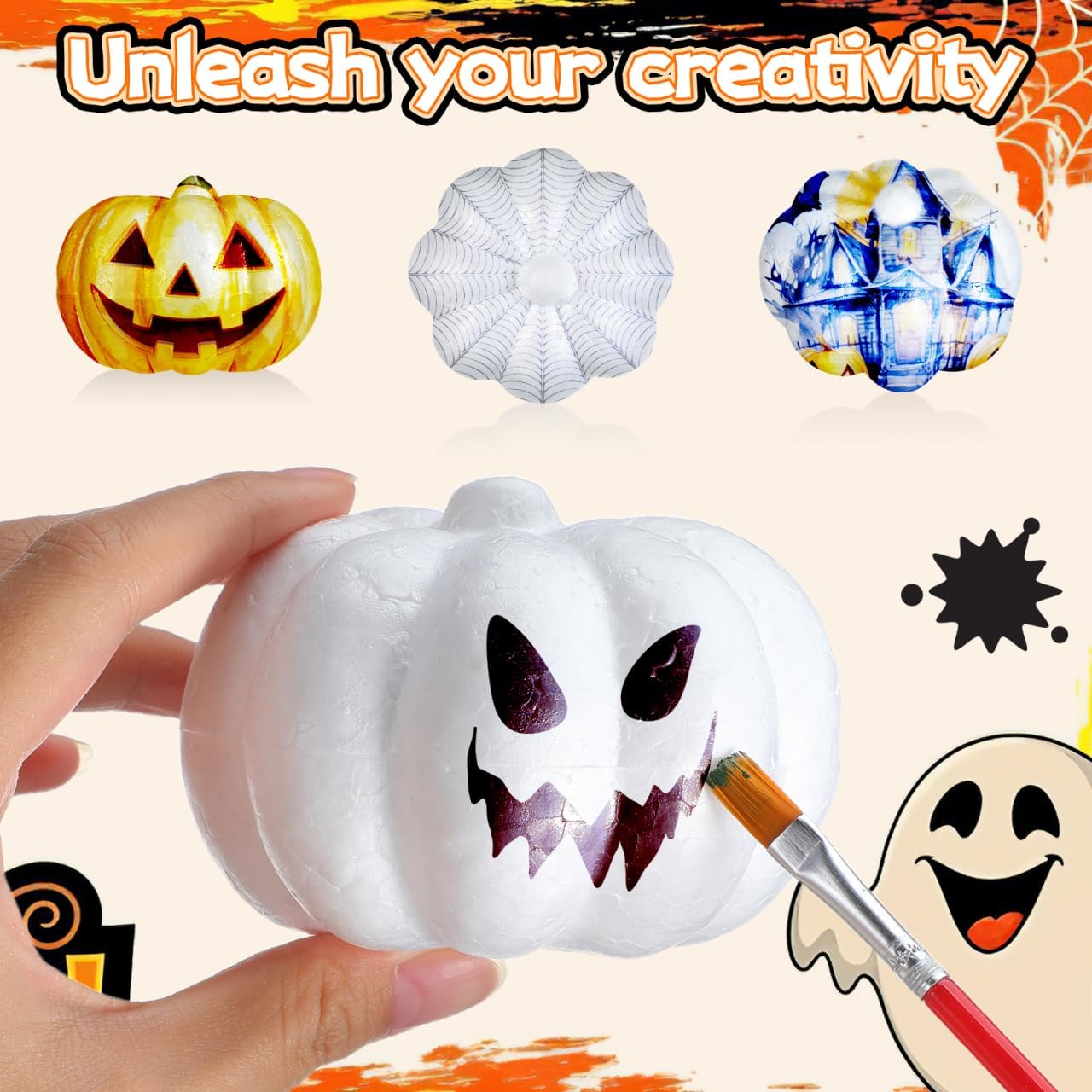 Abaodam 5pcs Rustic Artificial Pumpkins Foam Pumpkins Ornaments for Halloween Thanksgiving Fall Autumn Table Centerpiece DIY Projects