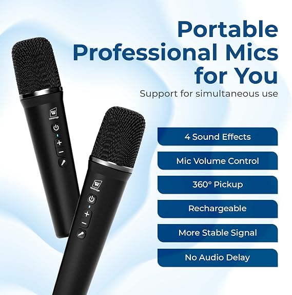 100W Powerful Voice Amplifier with 2 Wireless Microphones S99 | Big Pro Sound Portable Speaker with Microphone, Bluetooth Speaker PA System Karaoke Machine Support BT/USB/TF Card/Aux/Guitar
