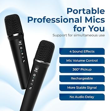 100W Powerful Voice Amplifier with 2 Wireless Microphones S99 | Big Pro Sound Portable Speaker with Microphone, Bluetooth Speaker PA System Karaoke Machine Support BT/USB/TF Card/Aux/Guitar