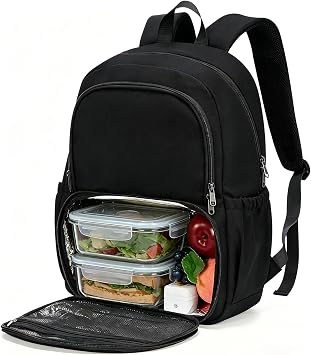 coowoz Lunch Backpack for Men Women,15.6 Inch Laptop Backpack with Lunch Compartment,Water Resistant Insulated Cooler Work College Backpacks