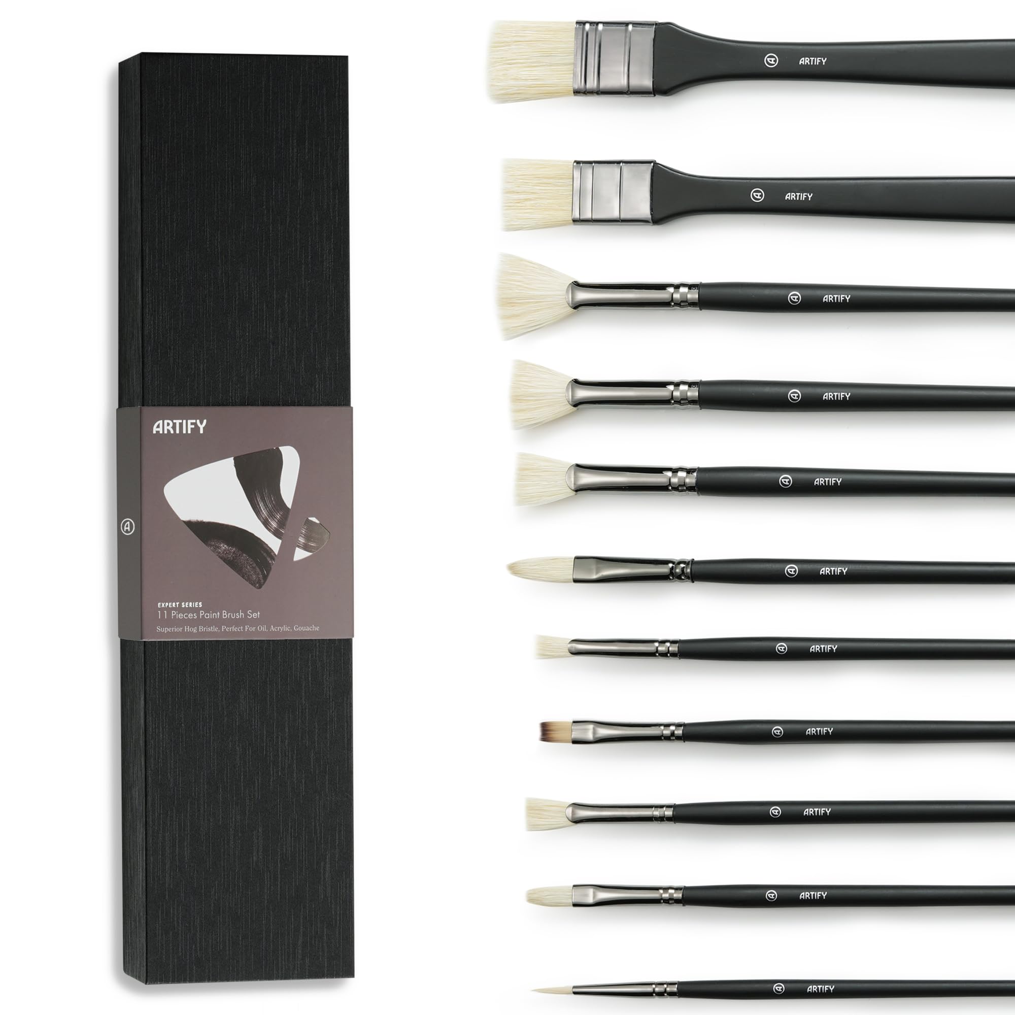 Set Di 4 Pennelli Per Dettagli Garosa – Punta Fine Per Acrilico, Olio, Acquerello, Con Manico In Rame E Setole In Nylon, Gialli