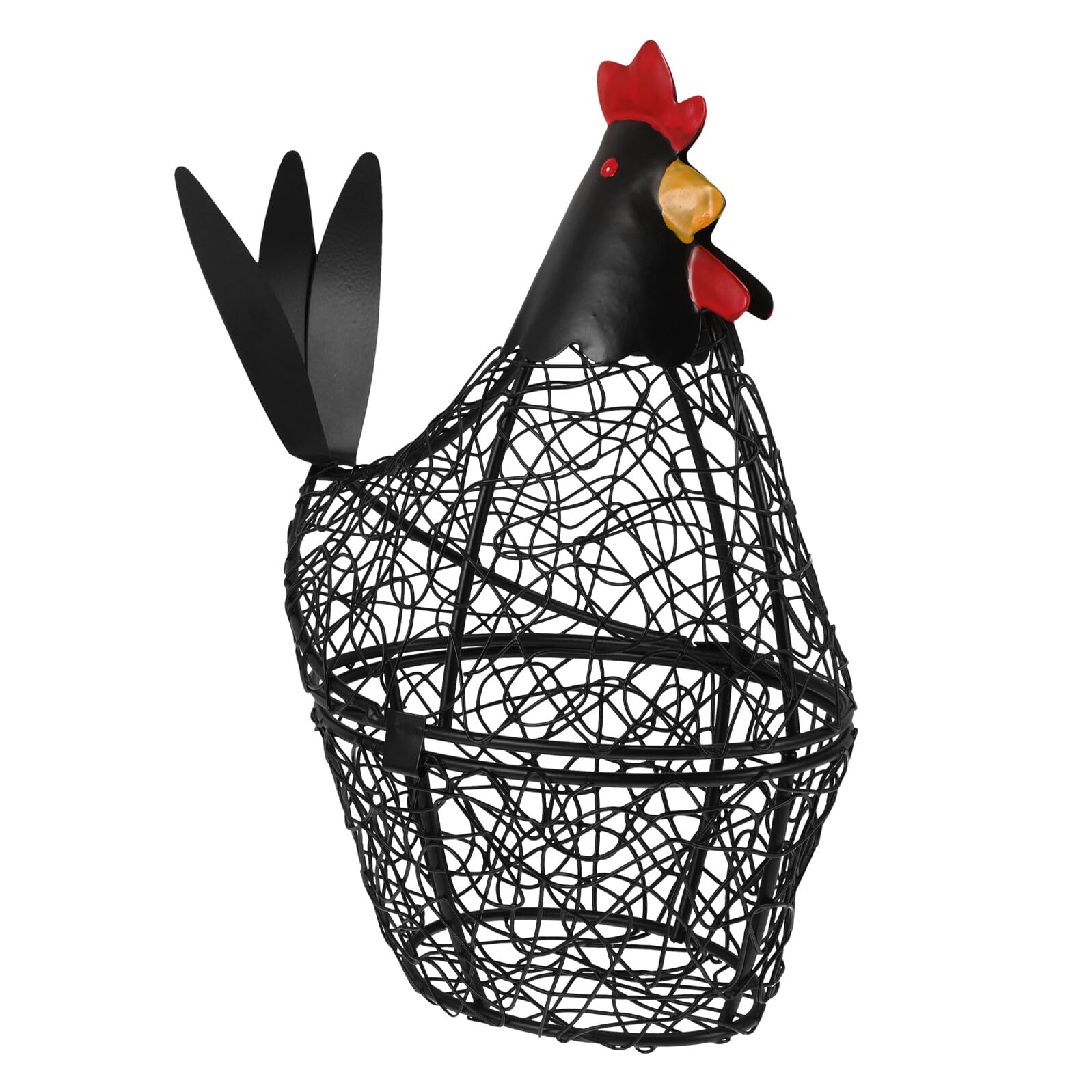 Cesta para huevos decorativa de gran capacidad con diseño de gallina de hierro para la cocina