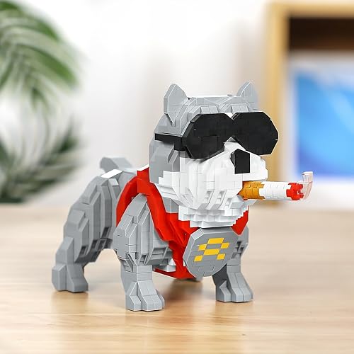 Miniatura 5 de QLT - Kit de bloques de construcción de micromicrobloques de construcción con diseño de animales lindos Bully Pitbull, juguetes de construcción para