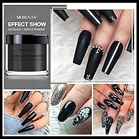 Vista 5 de Morovan Polvo acrílico negro para uñas, polvo acrílico profesional de 2 onzas, polímeros de uñas negros para tallar extensiones de uñas acrílicas