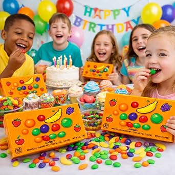 Fruit Shaped Hard Candy Runt Assorted Flavors 4 Theater Box - Chewy & Fruity Orange Banana Strawberry Grape Green Apple - 20 oz Total Easter Candy