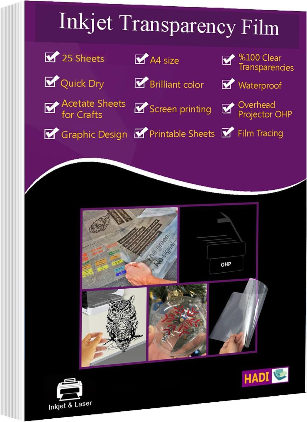 Inkjet Transparency Film- 25 sheets A4-100% Clear transparency- Acetate ...