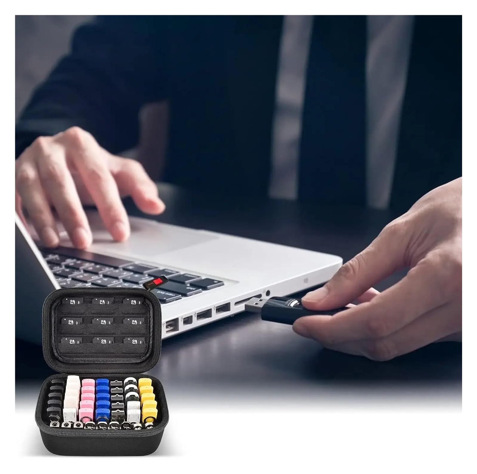 Etui na dysk flash USB, pendrive, kartę pamięci SD SDXC, organizer na karty SDHC, torba do przechowywania akcesoriów elektronicznych SanDisk(Black)