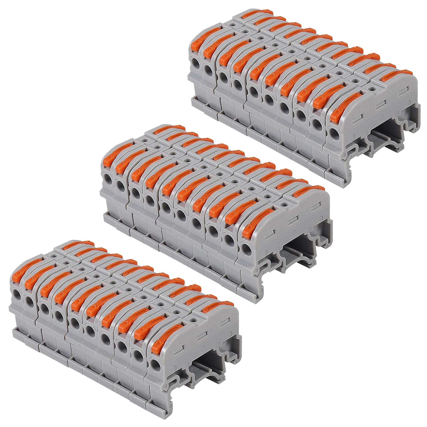 30PCS DIN Rail Terminal Blocks Kit Compact Lever Wire Connectors DIY Splicing Wire Connectors for Circuit Inline 24-12 AWG