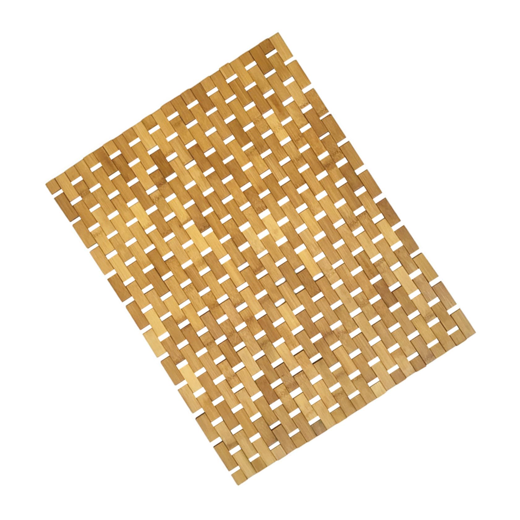 Tapis de bain bambou naturel antidérapant et absorbant pour douche