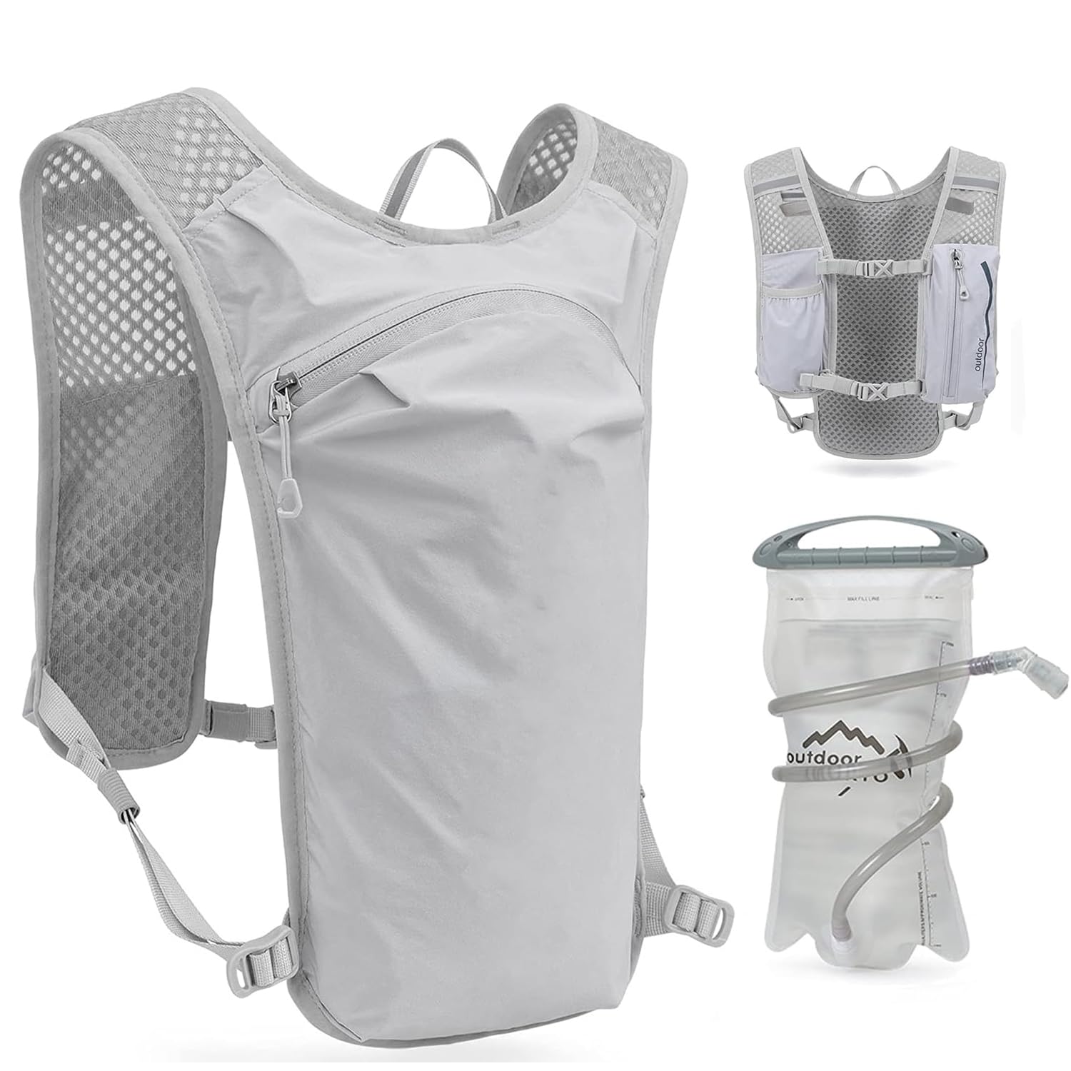 Running Hydration Vest Backpack, Lightweight Insulated Pack with 1.5L Water Bladder Bag Daypack for Hiking Trail Running Cycling Race Marathon for Women Men