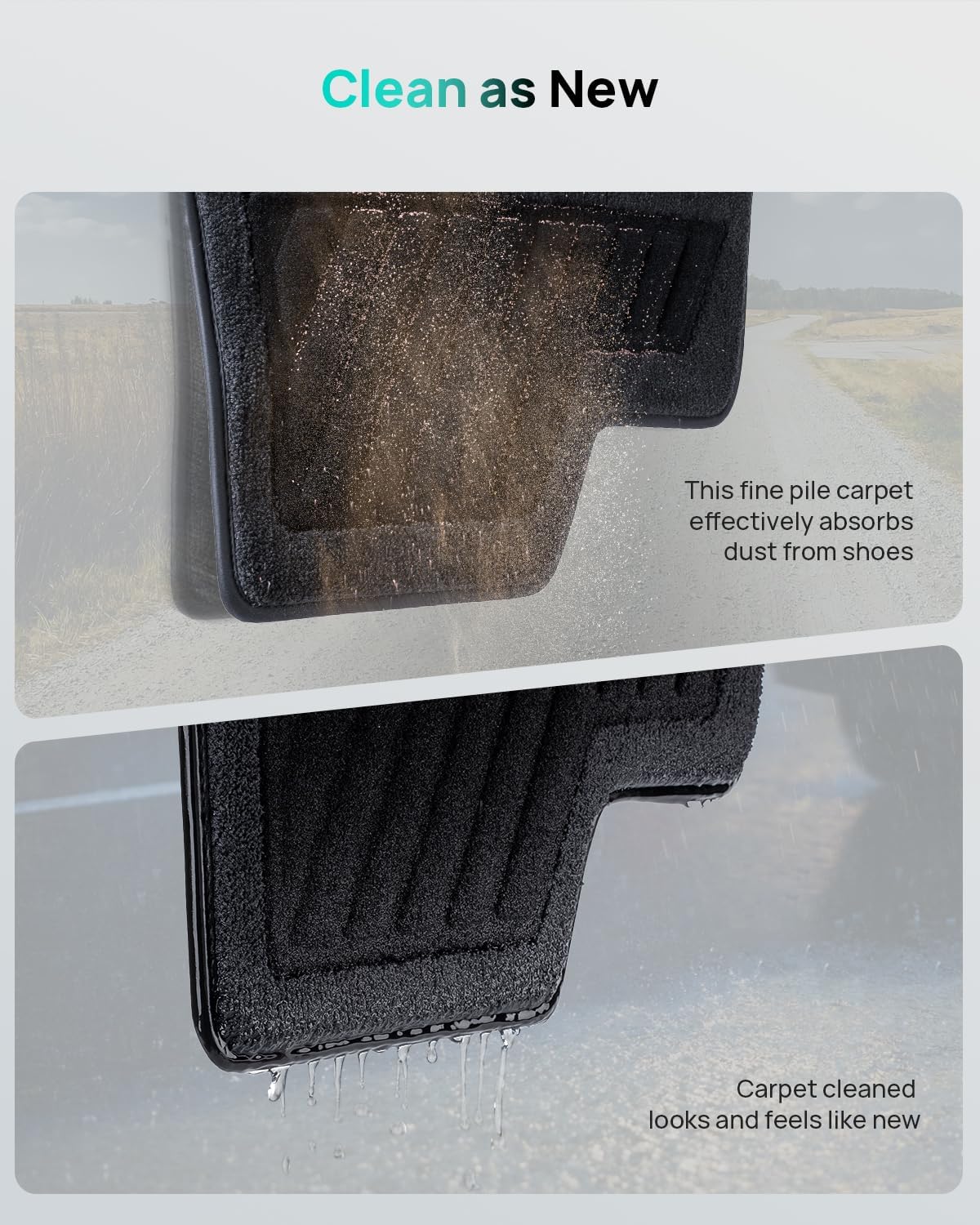 HALOBLK Floor Mats with Nylon Carpet Compatible with 2025 2024 Tesla Model 3 Highland, All-Weather Protection - Full Set