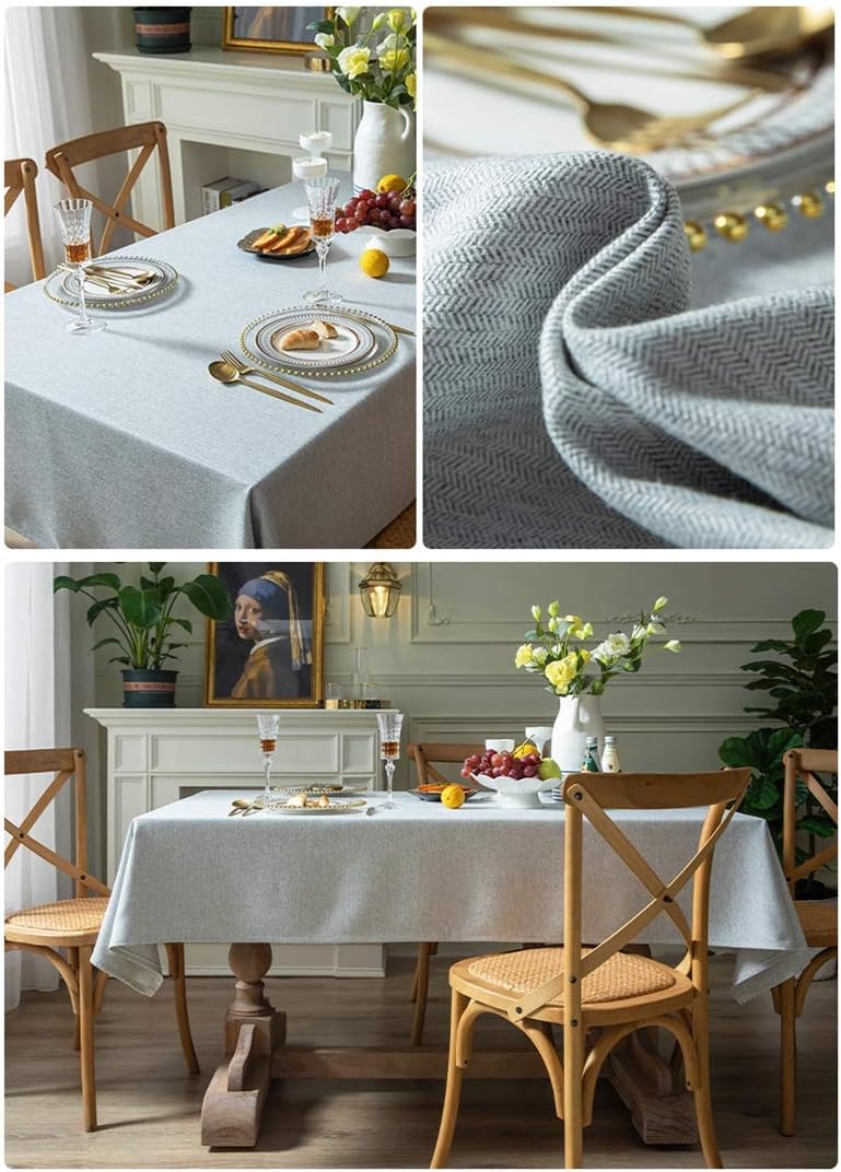 テーブルクロス おしゃれ 撥水 イージーケア 食卓カバー コットン リネン 上品 手入れ簡単 長方形 洗える インテリア 耐久性 誕
