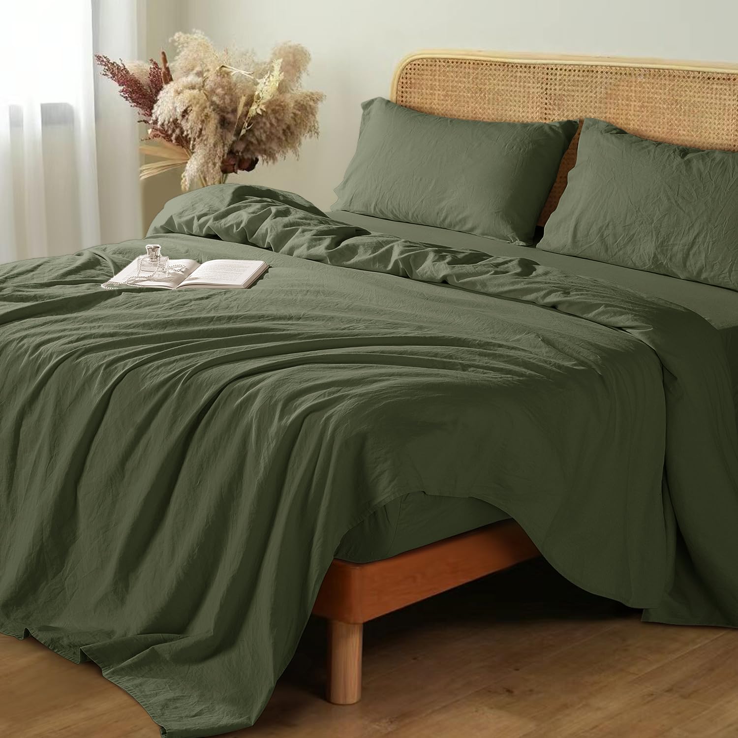 Shilucheng 100 French Linen Sheets - Queen Size Bed Sheets Breathable Cooling Pure Linen Sheets Soft Durable and