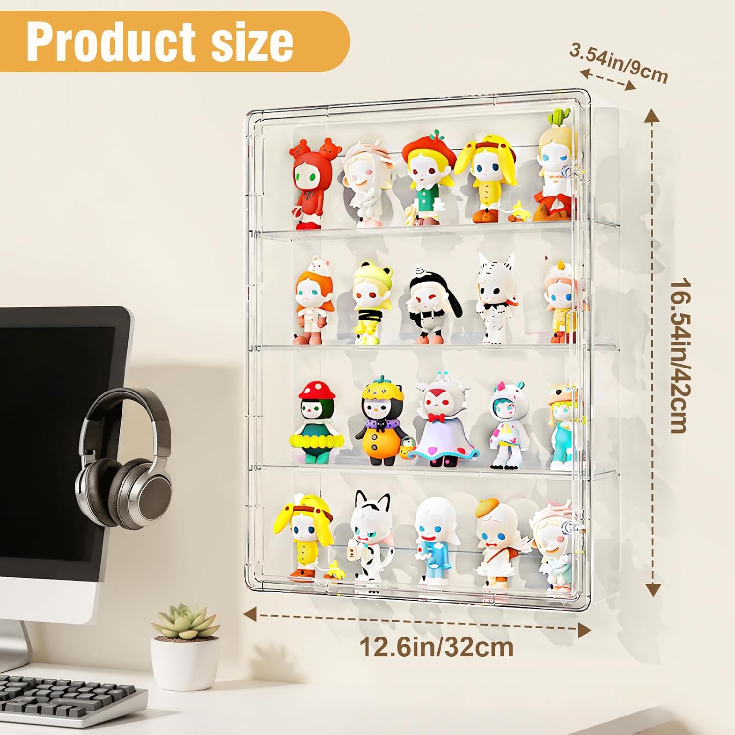 Wall-Mounted Clear Display Case for Figures, Acrylic Storage Organizers Box with Magnetic Door, Wall Dustproof Showcase for Collectibles Action Figure(1, Extra Large)