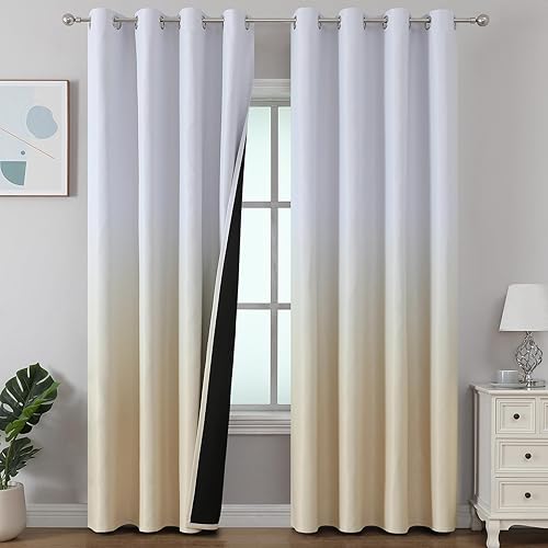 Miniatura 49 de Estelar Textiler Cortinas Opacas con Degradado para Sala de Estar de 84 Pulgadas de Largo, Cortinas de Ojales Ombré con Aislamiento Térmico de Gris