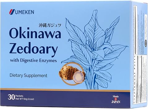 Umeken Okinawa Zedoary Purple Turmeric with Fermented Cabbage Extract, Bitter Melon, and 5 Digestive Enzymes, Gut & Digestive Health Supplement, 1-Month Supply, 30 Count