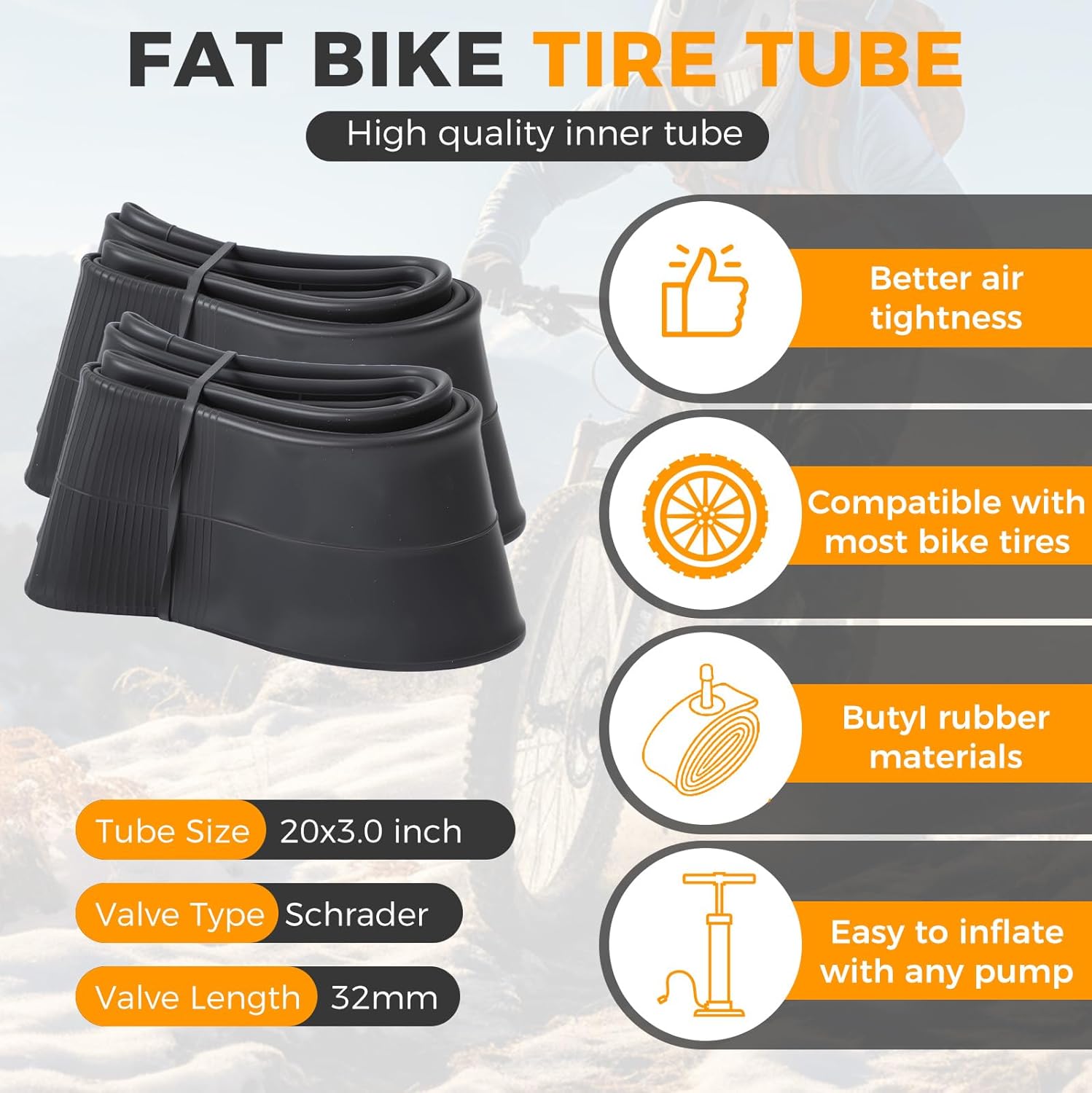 20x4.0/ 20x3.0/ 26x4.0 Fat Bike Tires, 20x4/ 20x3/ 26x4 Fat Tire Tube and Bicycle Repair Tool Kit, Foldable Heavy Duty Off-Road Bike, Ebike Fat Tires Replacement Set