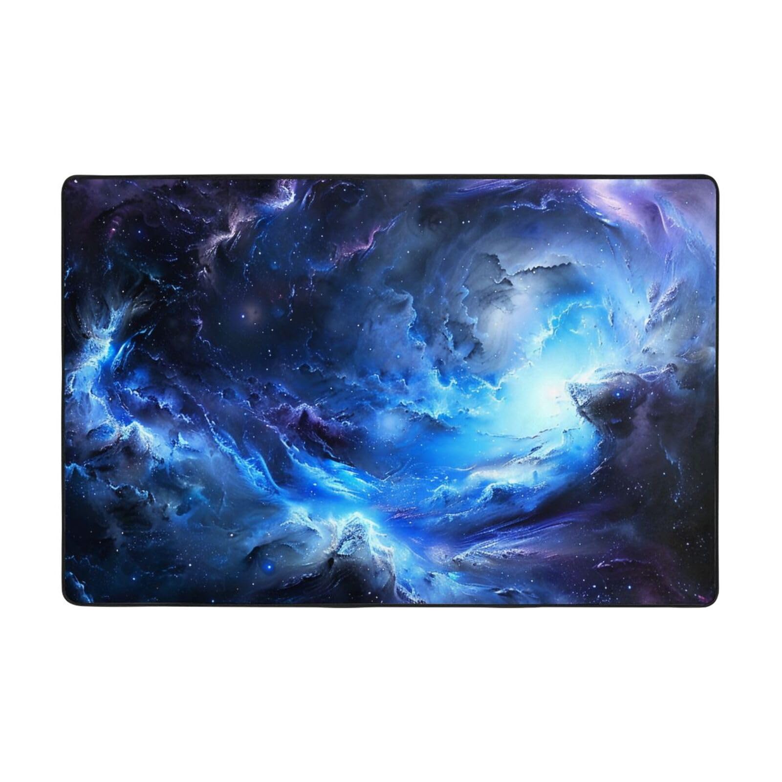 Tapis de Noël galaxie bleue 183x122 cm lavable pour salon et chambre