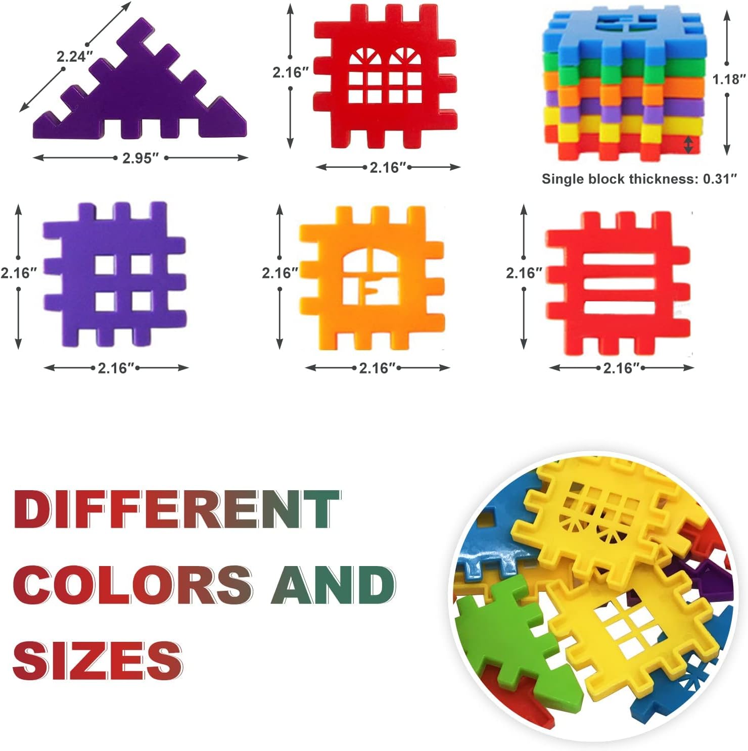 MICHLEY Big Particle Plastic Smooth 100 PCS Building Blocks Splicing intersting Puzzle Play Toys for Kids 3+