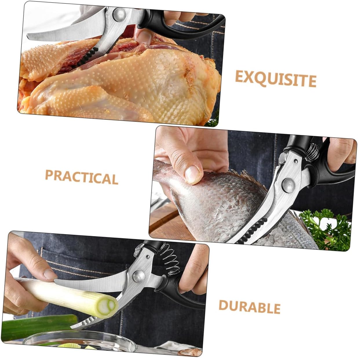 Heavy Duty Kitchen Scissors for Chicken Poultry and Fish Ergonomic Non-slip Handle Multipurpose Shears for Meat and Vegetables Dishwasher Safe Cooking Tools