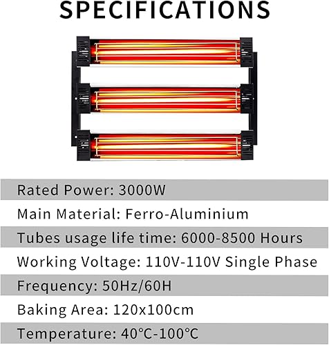 Miniatura 3 de DATOUBOSS Lámpara de curado de pintura infrarroja de onda corta Lámpara de pintura infrarroja de 3000 W para cabina de pintura reparación de
