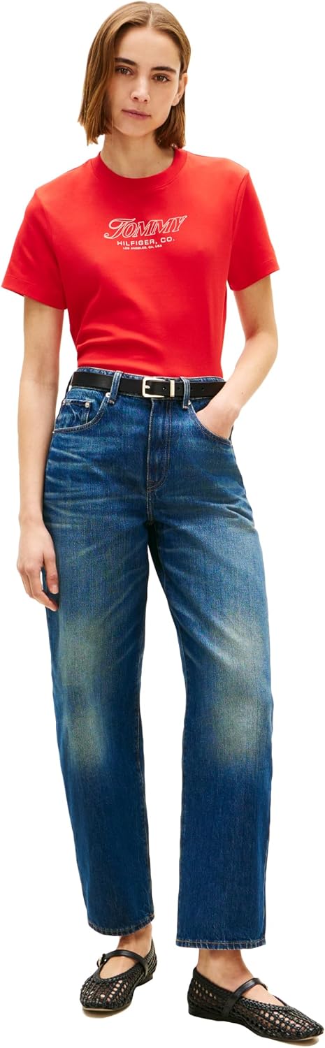 Tommy Hilfiger Women's Short Sleeve Cotton Graphic Logo Crew Neck T-Shirts