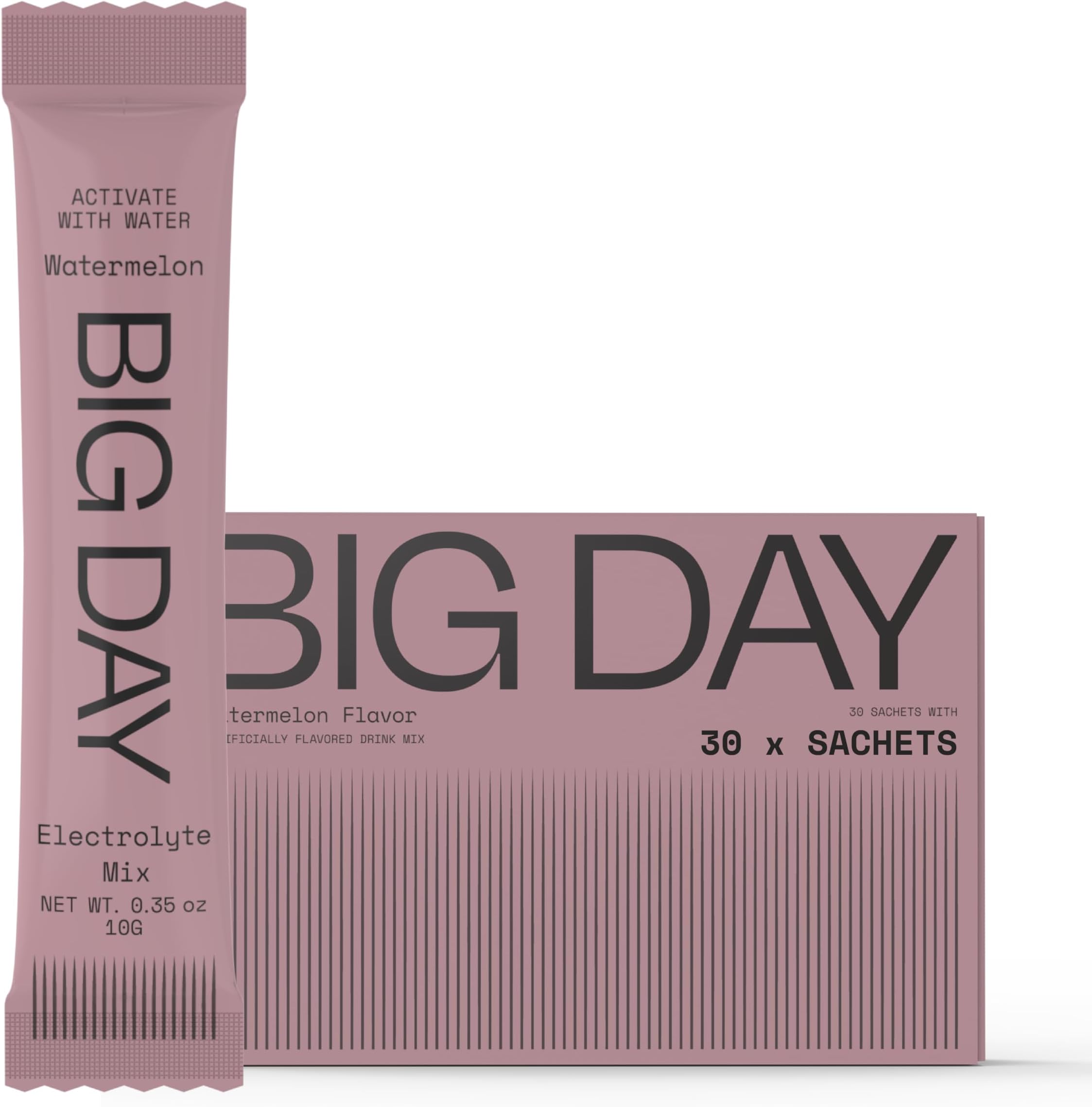 Big Day - Hydration Sachets | Sugar-Free Electrolytes Powder for Peak Performance | 30-pack of 10g sachets | Science-Backed Recovery Drink - Watermelon Flavor