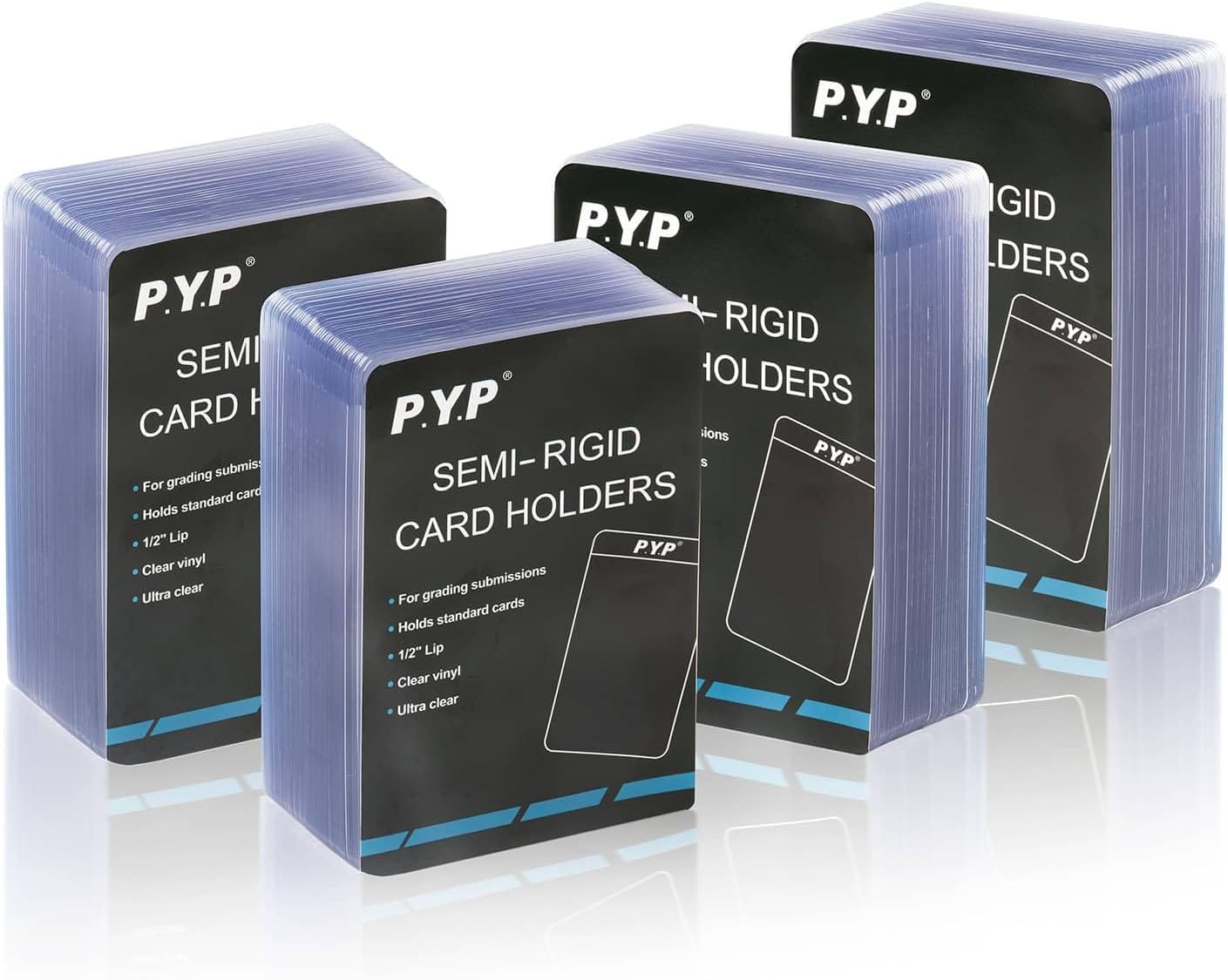 200ct Semi Rigid Card Holders - Card Sleeves for Trading Card with 1/2" Lip Sleeves Fit Standard Grading Cards Baseball Cards for Graded Card Submittions