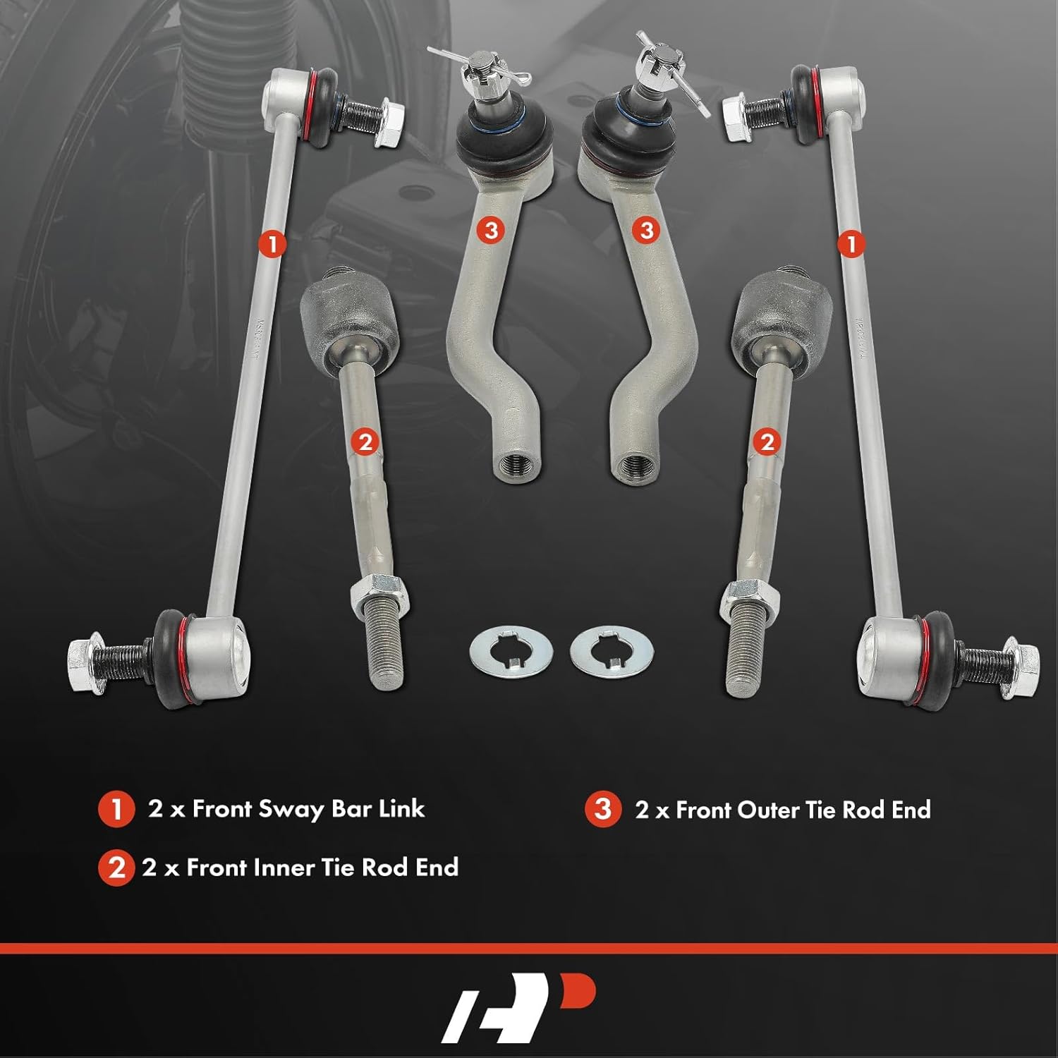 A-Premium Set of 6, Front Sway Bar Link, Inner Outer Tie Rod End, Compatible with Honda Pilot 2016-2022, Ridgeline 2017-2025, Passport 2019-2025 & Acura MDX 2014-2020