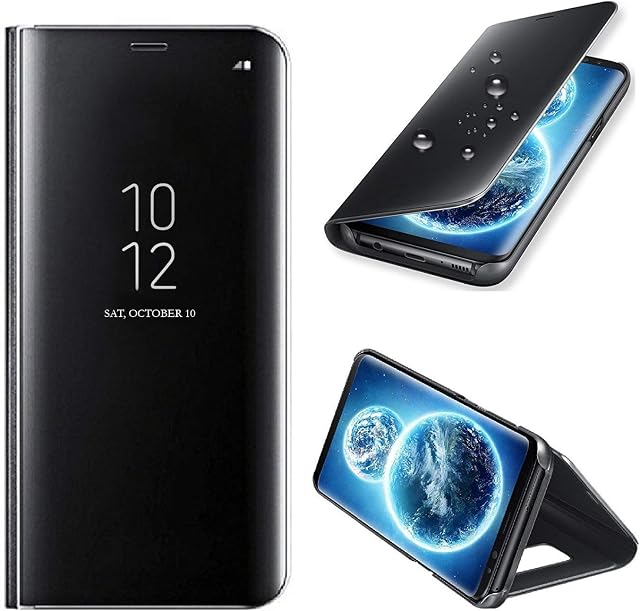 DN-Alive Galaxy S9 Case, Galaxy S9 Phone Case, [Clear View] [Smart Case] [Wallet] [Flip] [Stand] [Book] [Mirror] Case For Samsung Galaxy S9, Samsung S9 Phone Case (BLACK)