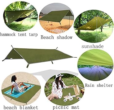 Mamamax 3mx3m Hammock Rain Fly Tent Tarp Waterproof Windproof Camping Tarp Army Military Combat Basha Shelter Poncho Camo Portable Sunshade for Outdoor Travel Beach